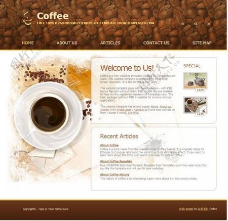 咖啡馆网页模板CSS