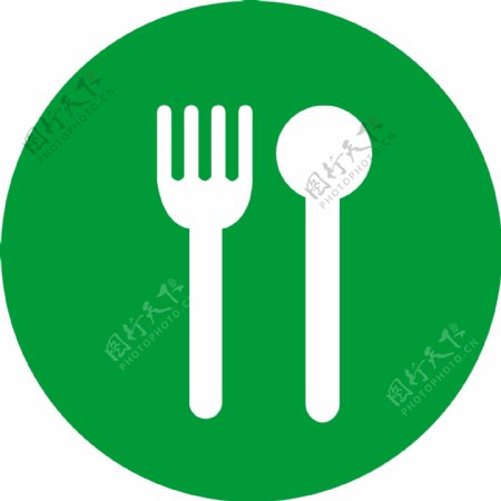 绿色背景餐具图标