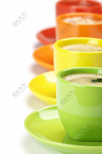 彩色咖啡杯图片