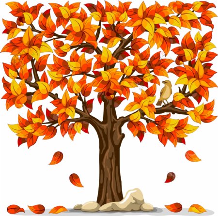 橙色的秋树落叶的插图
