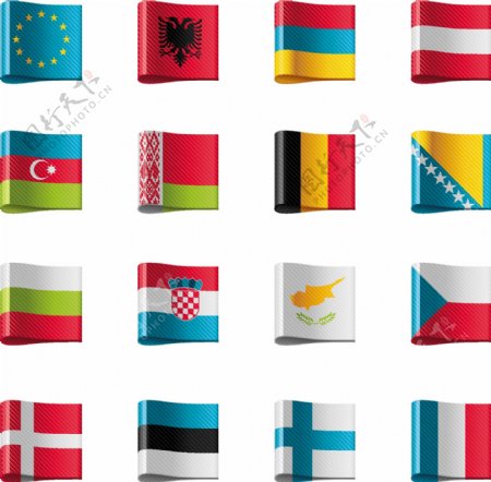 世界各国国旗标签矢量素材1