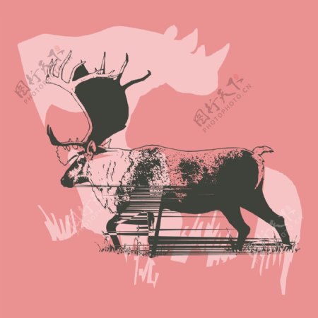 印花矢量图T恤图案简笔画动物牛免费素材