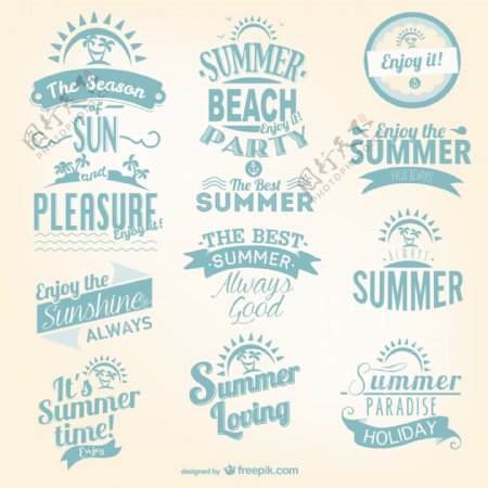 夏季艺术字标签矢量图片