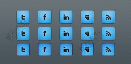清爽的蓝色的社交媒体图标集PSD