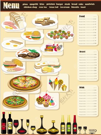 餐厅菜单模板矢量素材
