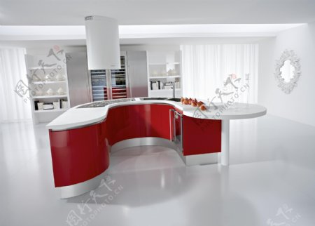 高调欧式简约白色红色奢华餐厅图片