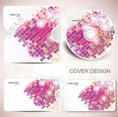 炫彩抽象图案cd包装矢量素材