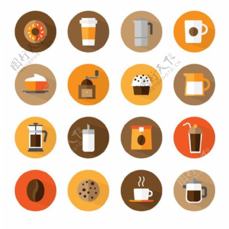 咖啡甜品图标矢量素材