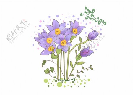紫色手绘小花朵矢量图