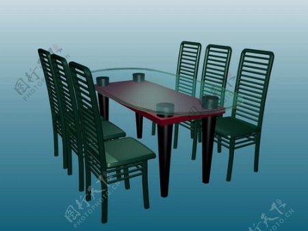 现代风格桌椅3d模型家具图片5