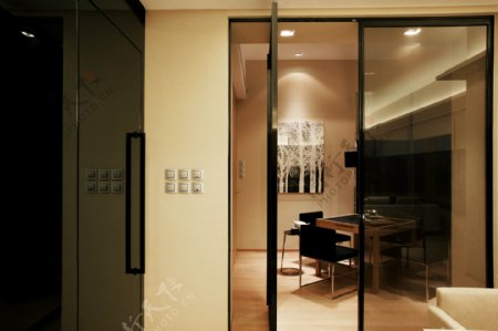 豪华客厅玻璃墙3d效果图