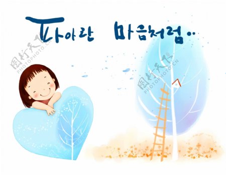 韩国水彩手绘可爱儿童
