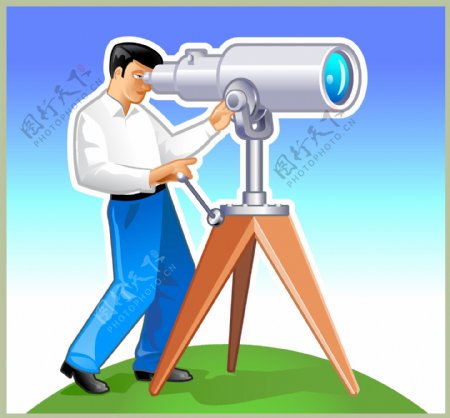 人用望远镜向量