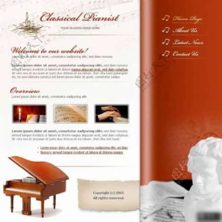 古典象牙钢琴网页模板