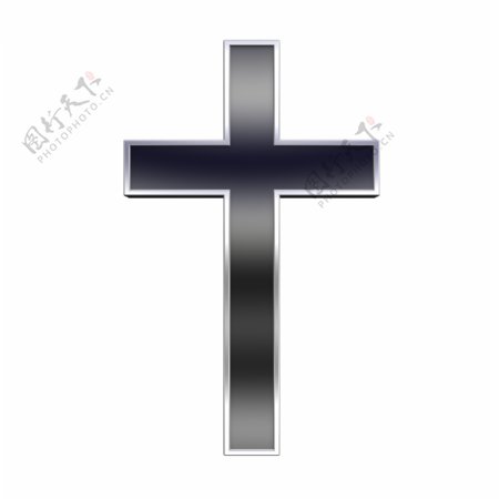 黑银框教的十字架的白色隔离
