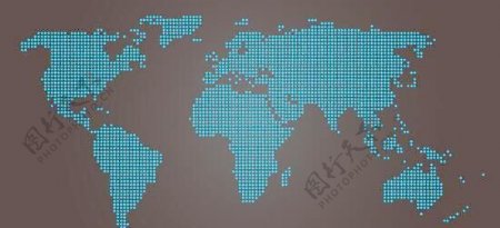 蓝色LED的世界地图矢量