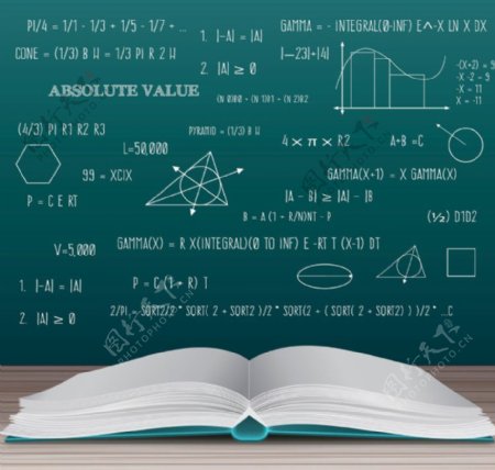 书本和数学公式矢量图