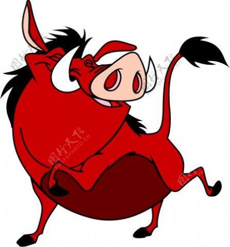 印花矢量图野猪棕红色可爱卡通卡通动物免费素材