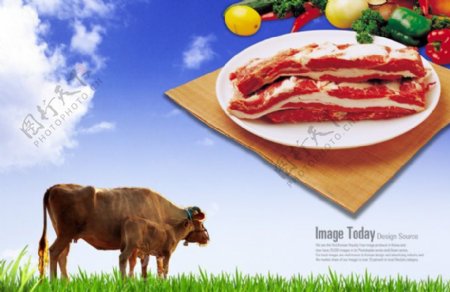 韩国食材牛排PSD素材图片