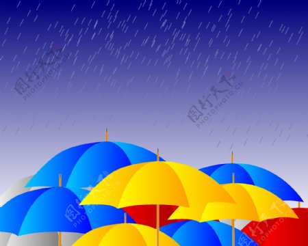 在雨中无载体的雨伞