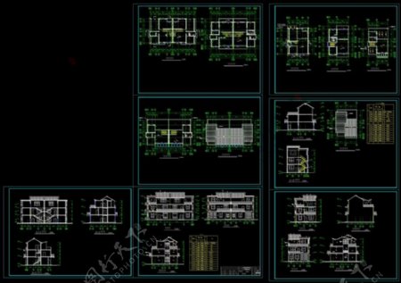 两套别墅建施图cad图稿
