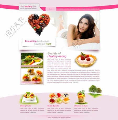 女性水果养生网站PSD网页模板