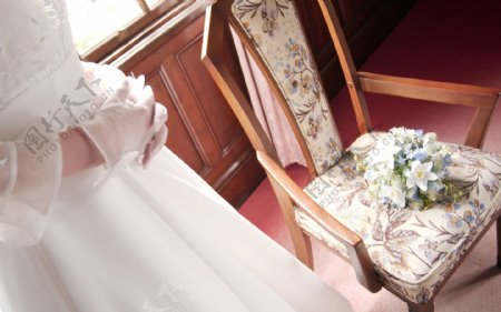 新娘休息室捧花靠背椅