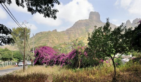 高山城堡油画装饰图片下载