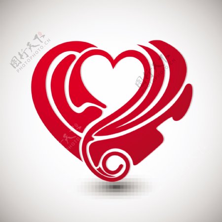 情人节背景与文本的爱在红色的心形式
