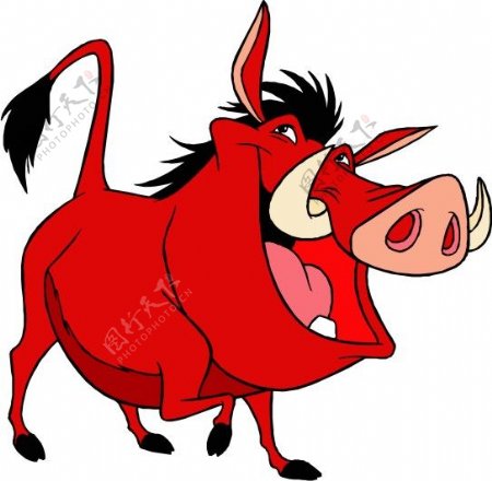 印花矢量图卡通动物野猪可爱卡通色彩免费素材