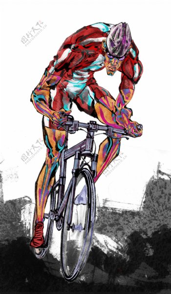 骑自行车的健身男子图