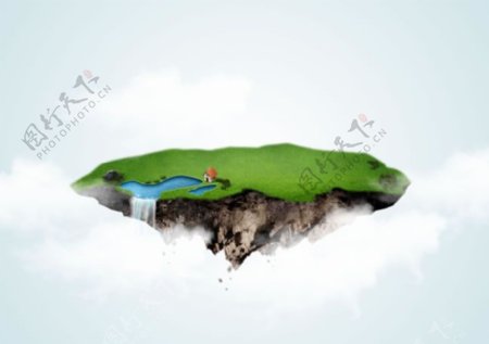创意悬浮山设计图片psd素材