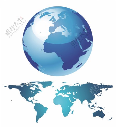 蓝色的地球和世界地图