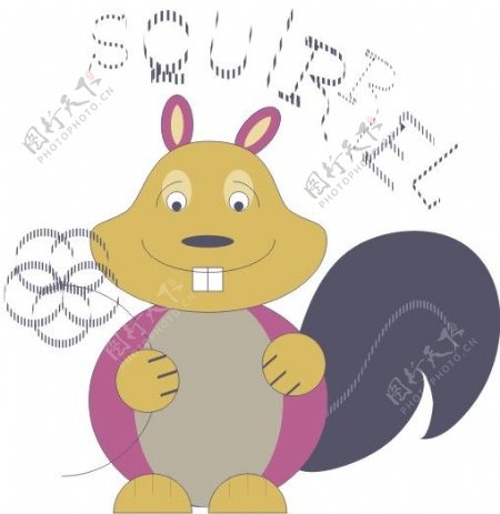 印花矢量图动物可爱卡通色彩松鼠免费素材
