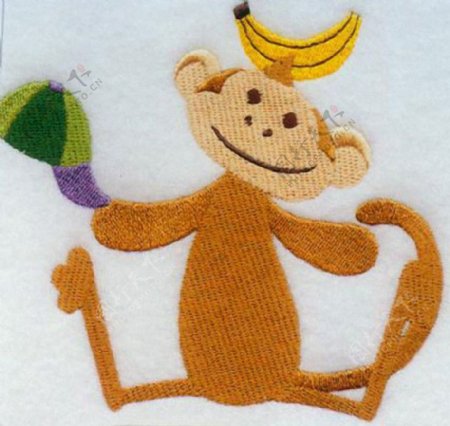童装绣花T恤图案动物猴子免费素材