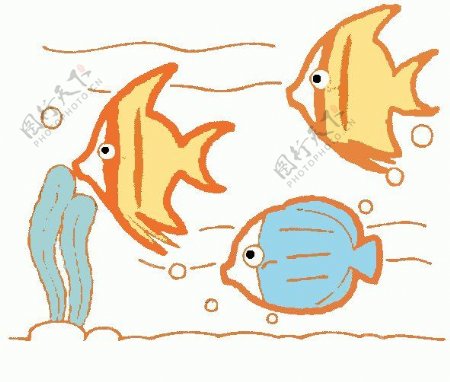位图卡通动物鱼珊瑚可爱卡通免费素材