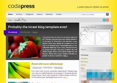 黄色幽雅网站清晰企业博客模板