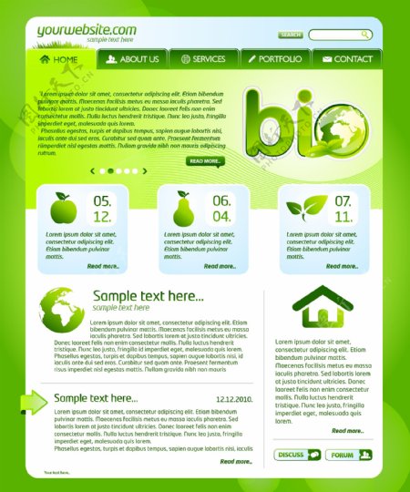 绿色生态的网站模板设计矢量图02