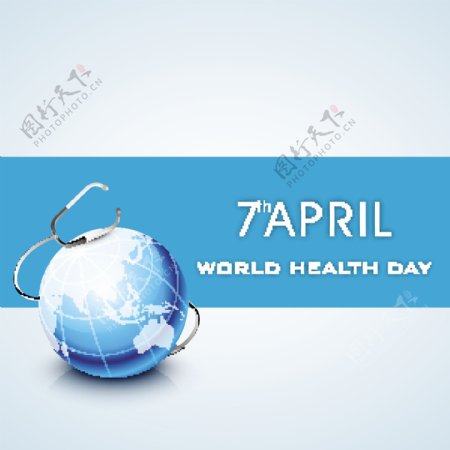 摘要世界卫生日的概念蓝色背景上的地球仪