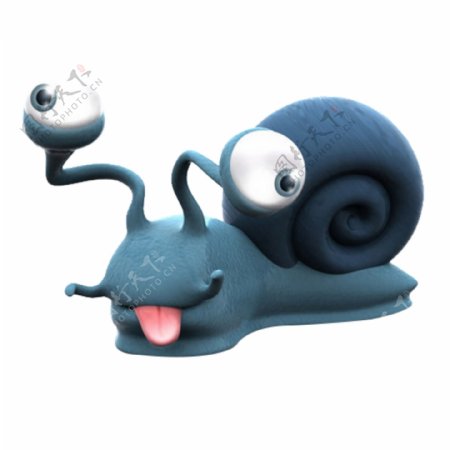 3D蓝色蜗牛psd