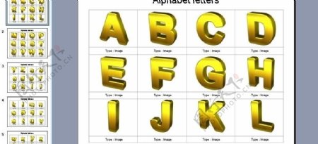 3D风格英文字母PPT模板图片