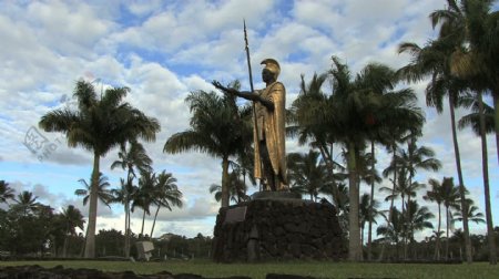 夏威夷卡美哈美哈雕像公园股票视频
