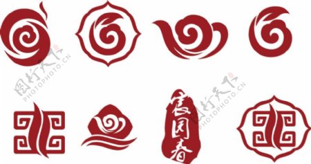 茶文化纹样标志矢量素材