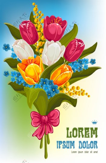 春季花卉卡片设计图