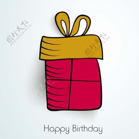 生日快乐祝福粉红色礼品袋在蓝色的背景