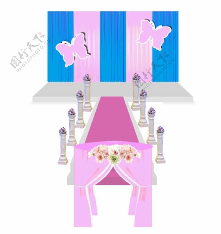 婚礼仪式区蓝粉色