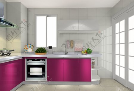 紫色简约小厨房