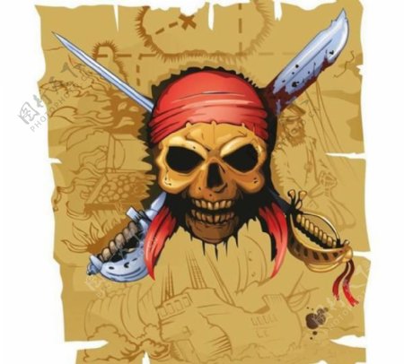 海盗骷髅剑和匕首的图形