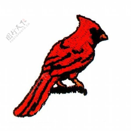 单色红色绣花动物鸟类免费素材