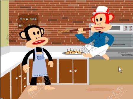 位图动物猴子美食厨房免费素材